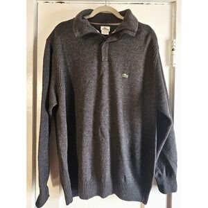 LACOSTE men's 6 (XL) 1/4 zip sweater Peru made Mock neck cotton wool blend